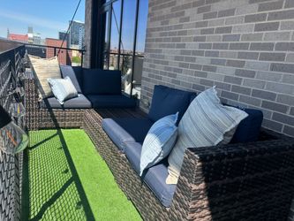 Outdoor Wicker Sectional Sofa Set with Cushions and Pillows
