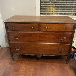 Vintage Antique Wide Chest Dresser with Deep Long Drawers