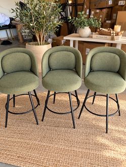 đż NEW Modern Olive Green Counter-Height Barstools â Set of 3 đż