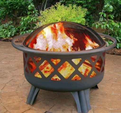 Fire Pit Cooking Grate Hampton Bay Crossfire Steel Wood Burning Durable Heating