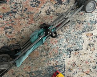 Folded Baby Stroller Teal and Gray