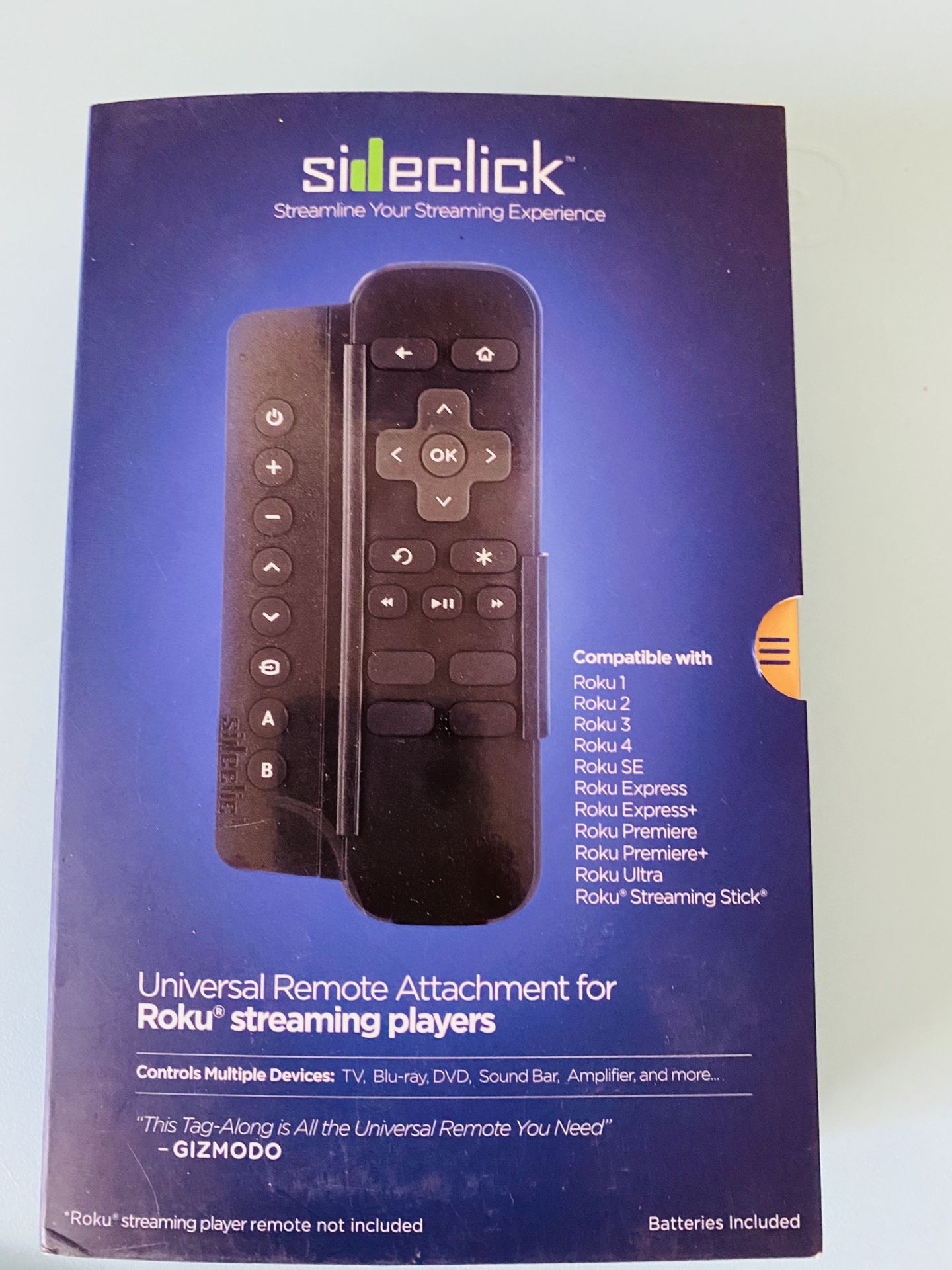 Sideclick universal remote for Roku