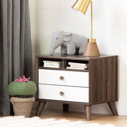 #82 2-Drawer Nightstand-Natural Walnut and Pure White