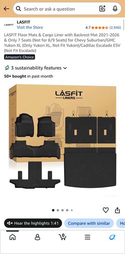 LASFIT Floor Mats 2021-2026 & Only 8 Seats (Not for 7/9 Seats) for Chevrolet Chevy Suburban/GMC Yukon XL (Only Yukon XL, Not Fit Yukon)/Cadillac Escal