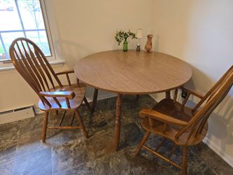 48" Kitchen Table and 2 Oak Chairs
