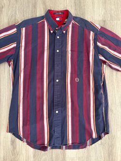 Tommy Hilfiger Men’s Size L/G Vantage 90s Oversized Fit multi colored Striped Shirt