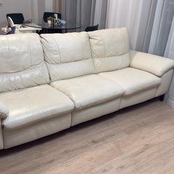 Sofa, couch, leather, recliner, color cream