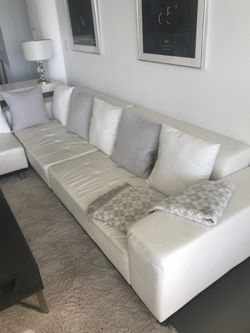 White leather sectional sofa