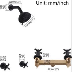 2 Handle Shower Faucet,Wall Mounted Two Handles