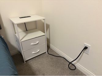 Night Stand with Fabric Drawer & Charging Station