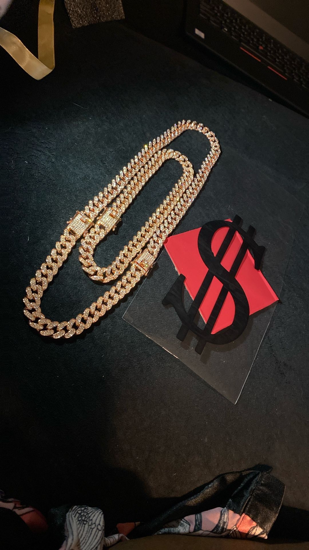 Rare Red Rose Gold 18” And 26” Lab Stones Two Pieces Combo