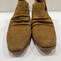 Suede Western Ankle Boots | Boho Cowgirl Festival Booties | Camel Tan size 11