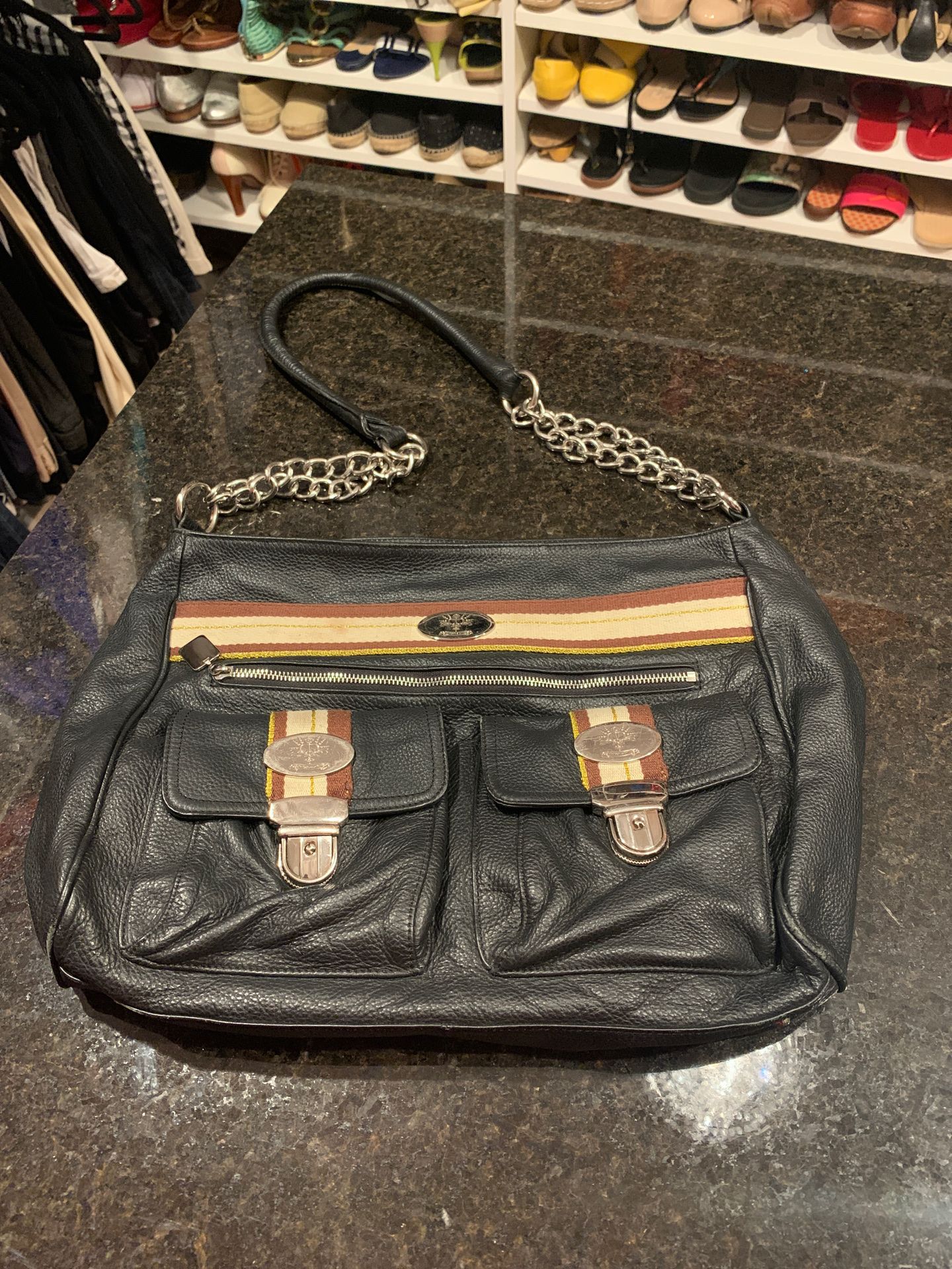 Christine Price Black Leather Large Shoulder Bag