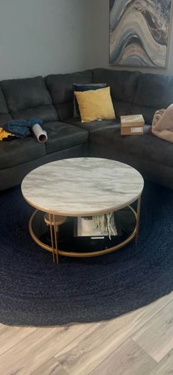 Coffee table and lamp