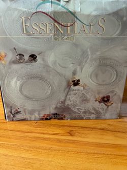Unused Essential American Provincial 20 piece dinnerware set with 2 bonus service pieces