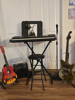 CASIO keyboard, 2 Guitars, Amp., Mic, Etc.