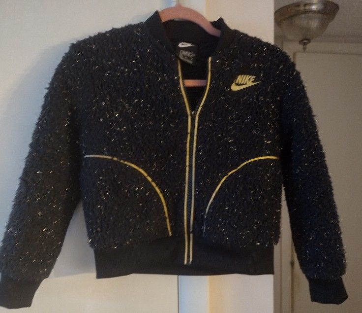 Nike Black And Gold Fleece Jacket Size M