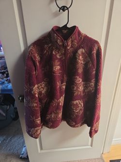 Floral Sherpa Fleece Zip-Up Jacket