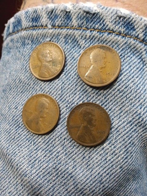 1917 Wheat Pennies 4 Pc's No Mint Mark