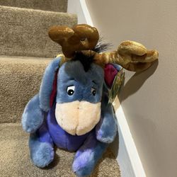 Eeyore Christmas Reindeer Plush Stuffed Animal 12" Disney Store Winnie The Pooh