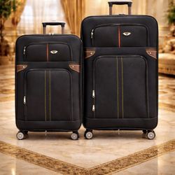 2 NEW Luxury Black Spinner Luggage Set - TSA Lock & Smooth 360 Wheels 