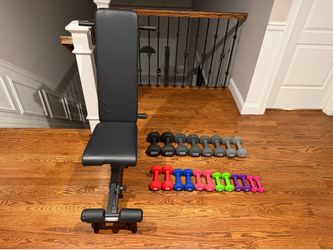Fitness Gear Coated Dumbbell Set + Adjustable Weight Bench