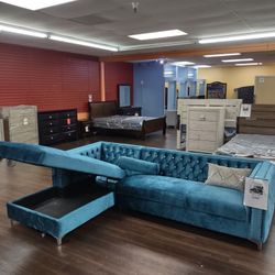 VELVET SECTIONAL SOFA WITH STORAGE