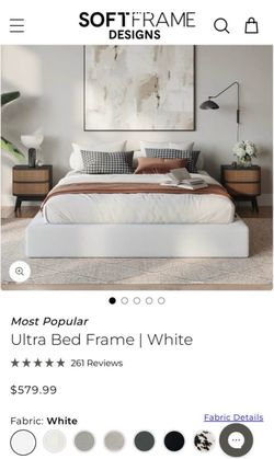 Queen Sized Soft White Bed Frame and Box Spring