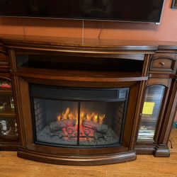 Traditional Wood Electric Fireplace Entertainment Center