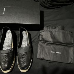 YSL Espadrilles Black Leather Size 9