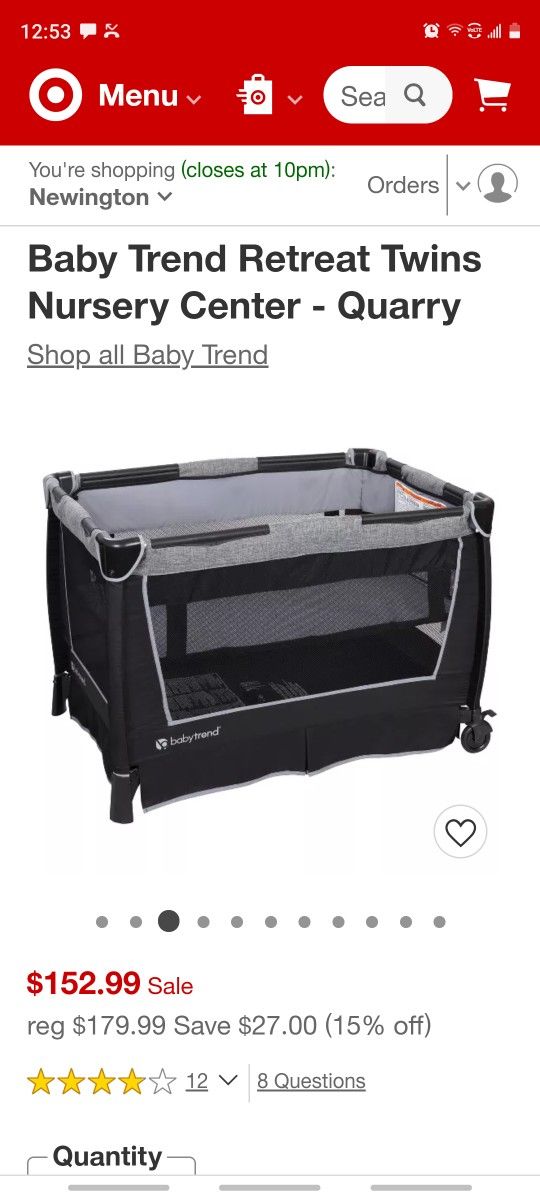 Baby Trend Retreat Twins Nursery Center - Quarry