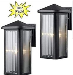 Hardware House 23-0667 Black Outdoor Patio / Porch Wall Mount Exterior Lighting Lantern Fixtures wit
