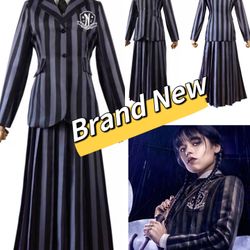 Brand New！aldult Wednesday Addams Costume Nevermore School Uniform