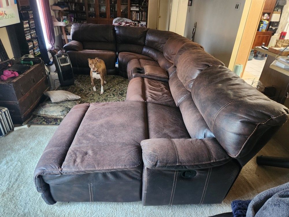 3 recliners and recliner lounger all in one couch
