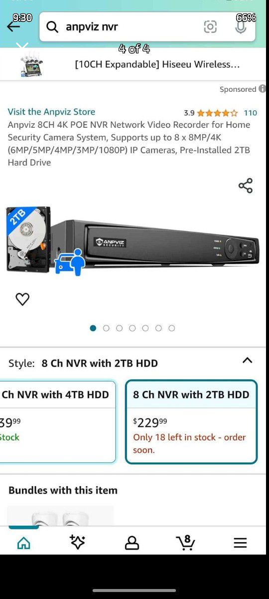 Surveillance System 8 Ch NVR with 2TB HDD