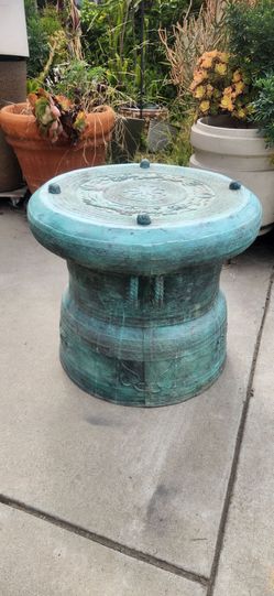 Antique Chinese Bronze Rain Drum 22" x 19"