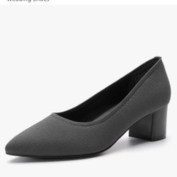 Gray Knit Block heels