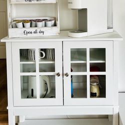 Brand New In Box Modern Sideboard Buffet Cabinet with 2 Glass Doors, Adjustable Shelving and Bottom Shelf