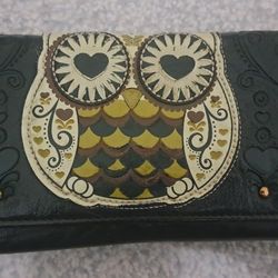 Loungefly Trifold Owl With Heart Eyes,Vegan Leather Brown Wallet,$4