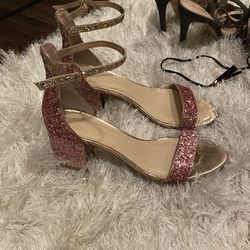 Pink Sparkly Mini Heels Size 8.5 Shoes 