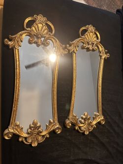 (2) 13x31in Baroque-style Mirrors