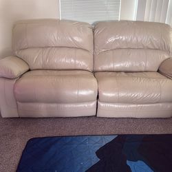 Leather Recliners - White - 3 Seater + 2 Seater