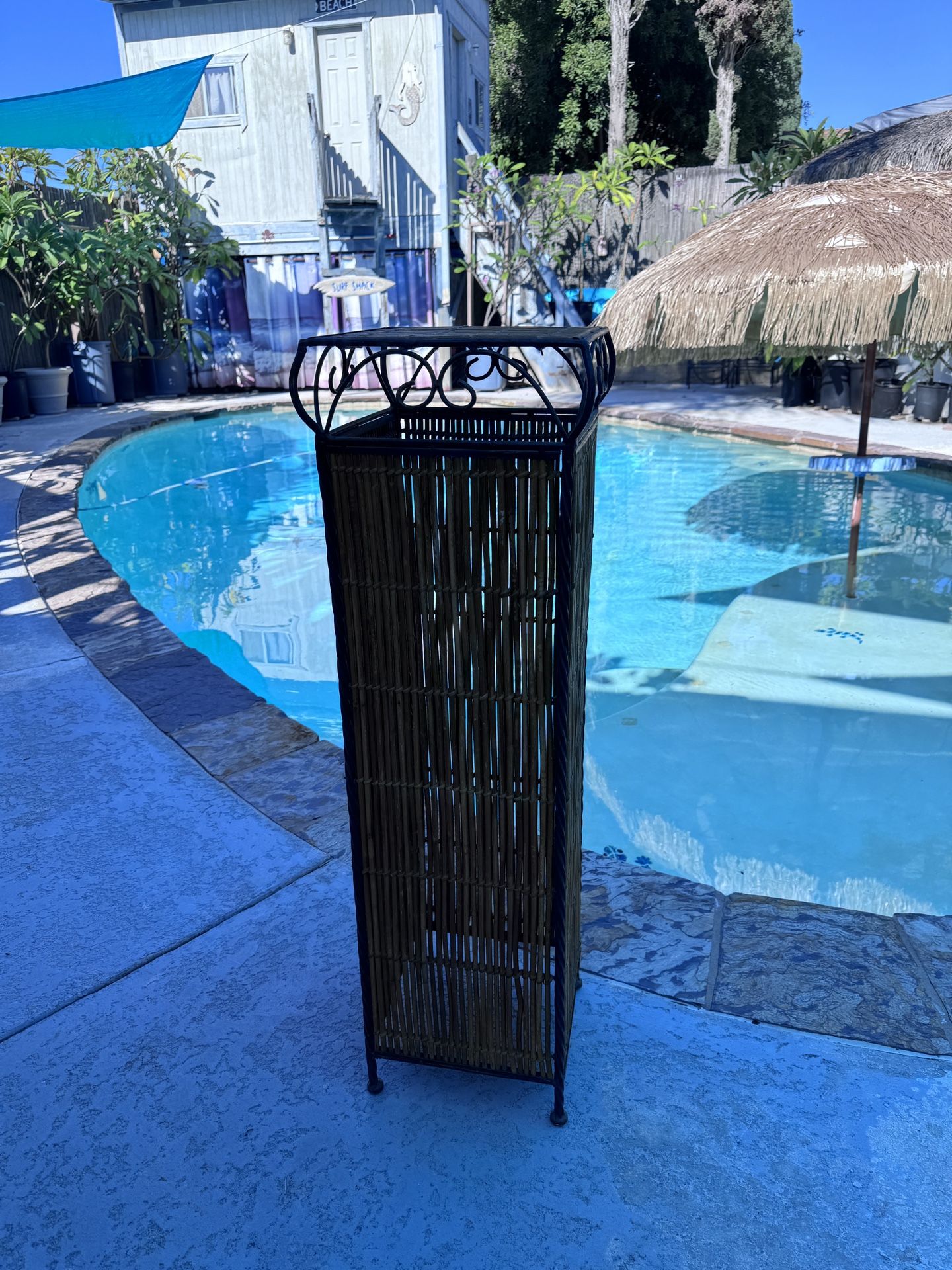Rod iron/Bamboo Plant Stand