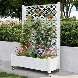 New Raised Garden Bed with Trellis & Wheels