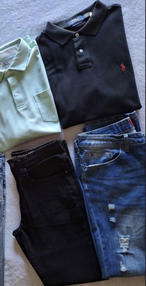2 Brand New Mens Jeans 34x40 Plus Two Used Shirts