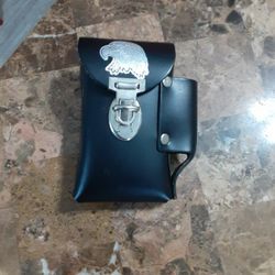 Leather Cigarret And Lighter Holder 100% Leather