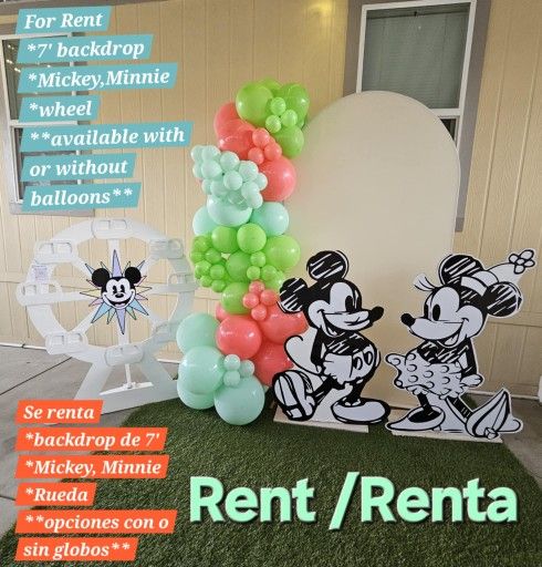 Minnie Mickey Baby Shower Birthday Props Backdrop Balloons Decor