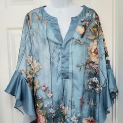 Blue Floral Tunic Top XL