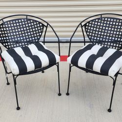 Set Of 2 Black Wrought Iron Patio Chairs