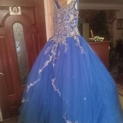 BLUE AND SILVER FORMAL DRESS  FOR YOUNG ADULT 400 OBO